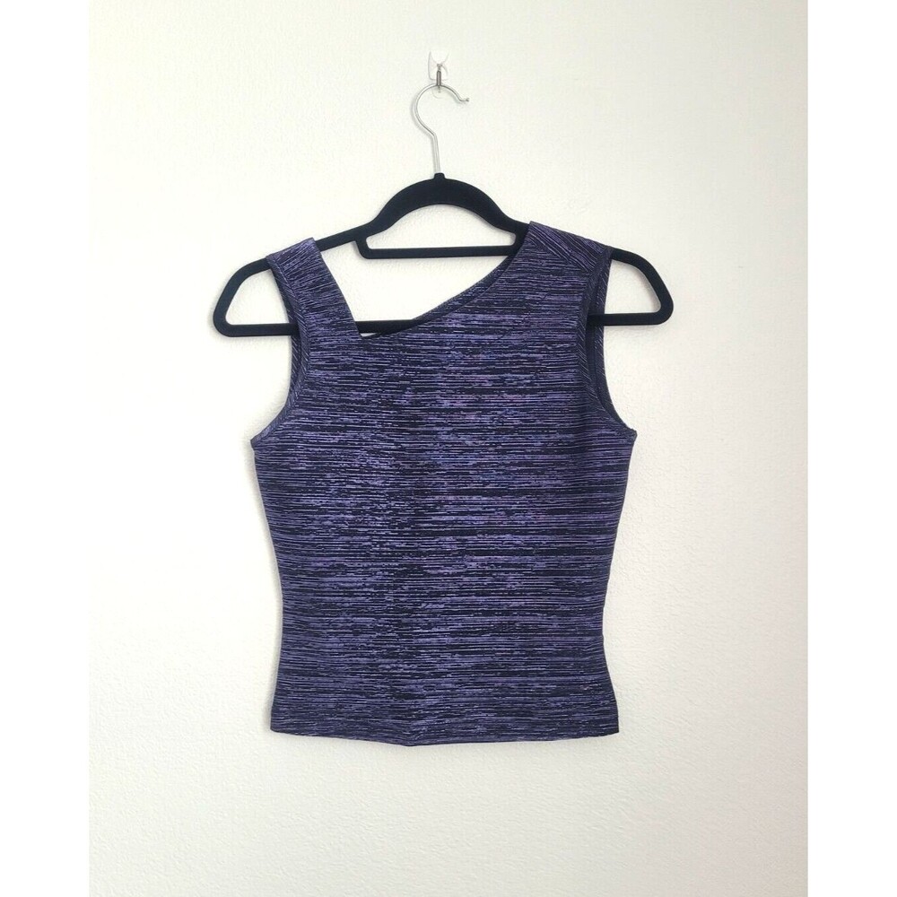 VTG Y2k Formula X Metallic Purple Asymmetrical Tank Top Size S Rave Whimsigoth